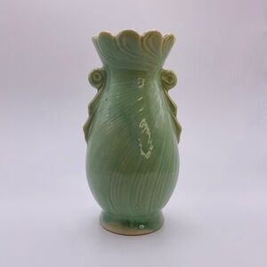 Vintage McCoy Style Brush Pottery Vase Mint Green